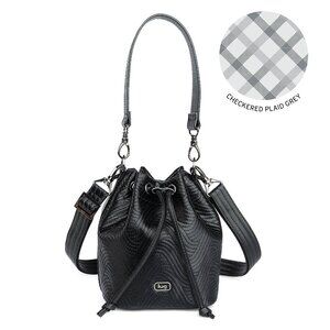 Lug Satin Luxe Drawstring Bucket Bag - Black - new with tags